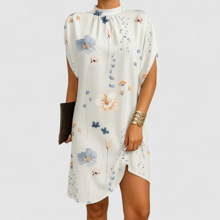 Rosie | Dames Midi Jurk met Hoge Hals en Split Mouwen