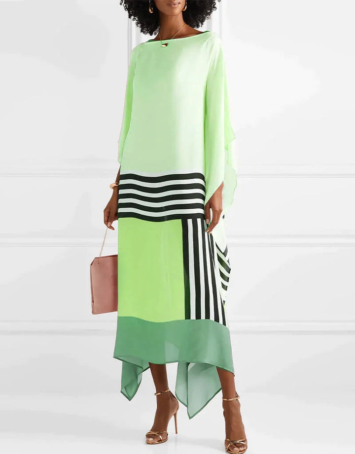 Aria | Vrouwen Caftan Jurk Geometrische Print Batwing Mouw Maxi Jurk