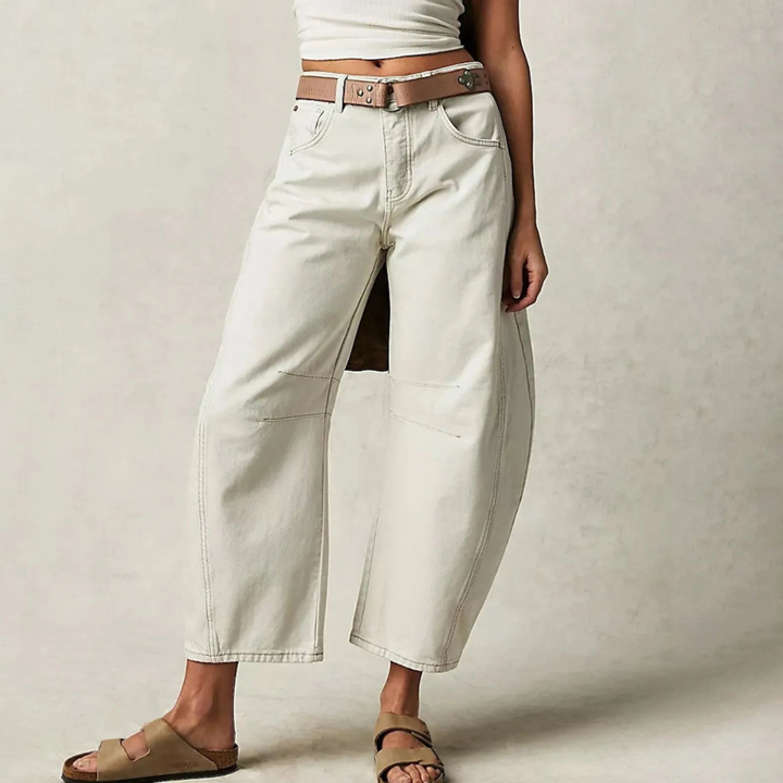 Barrel | Dames Hoge Taille Barrel Leg Jeans Relaxed Fit Denim