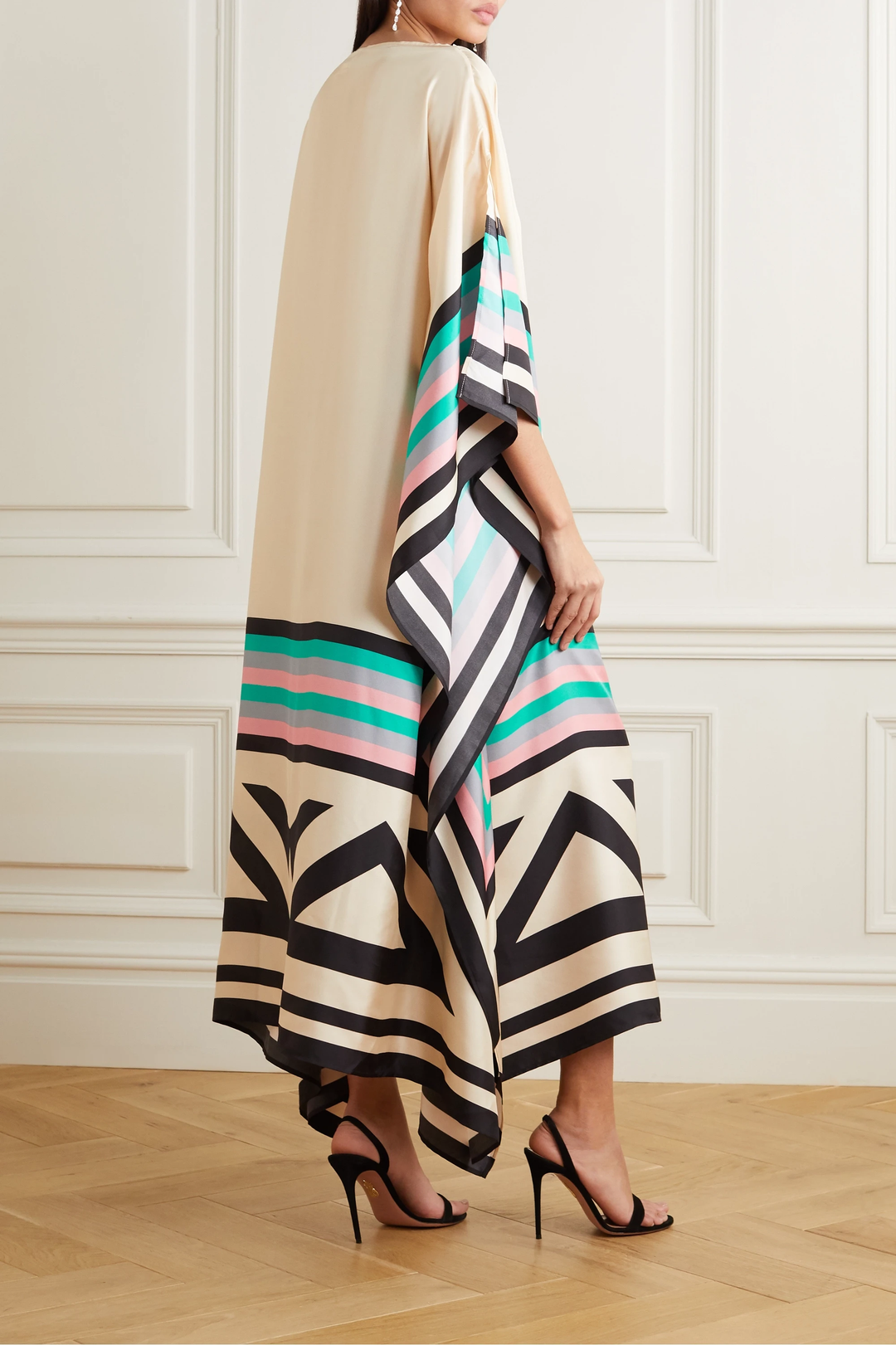 Aria | Vrouwen Caftan Jurk Geometrische Print Batwing Mouw Maxi Jurk