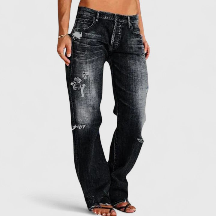 Sadie | Dames Low Rise Versleten Rechte Jeans