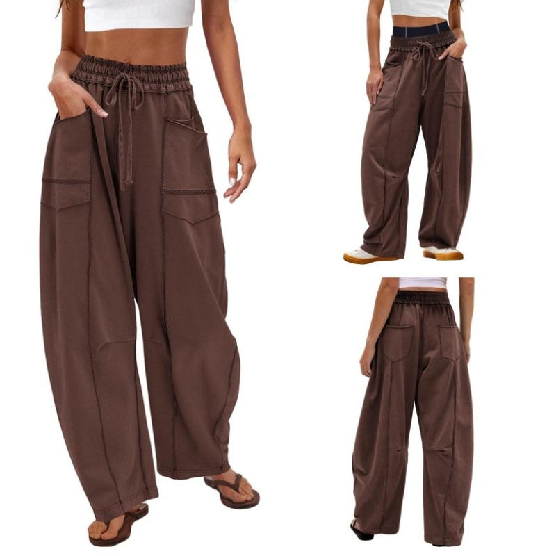 Harlow | Dames Wijd Been Cargo Broek Hoge Taille Met Trekkoord