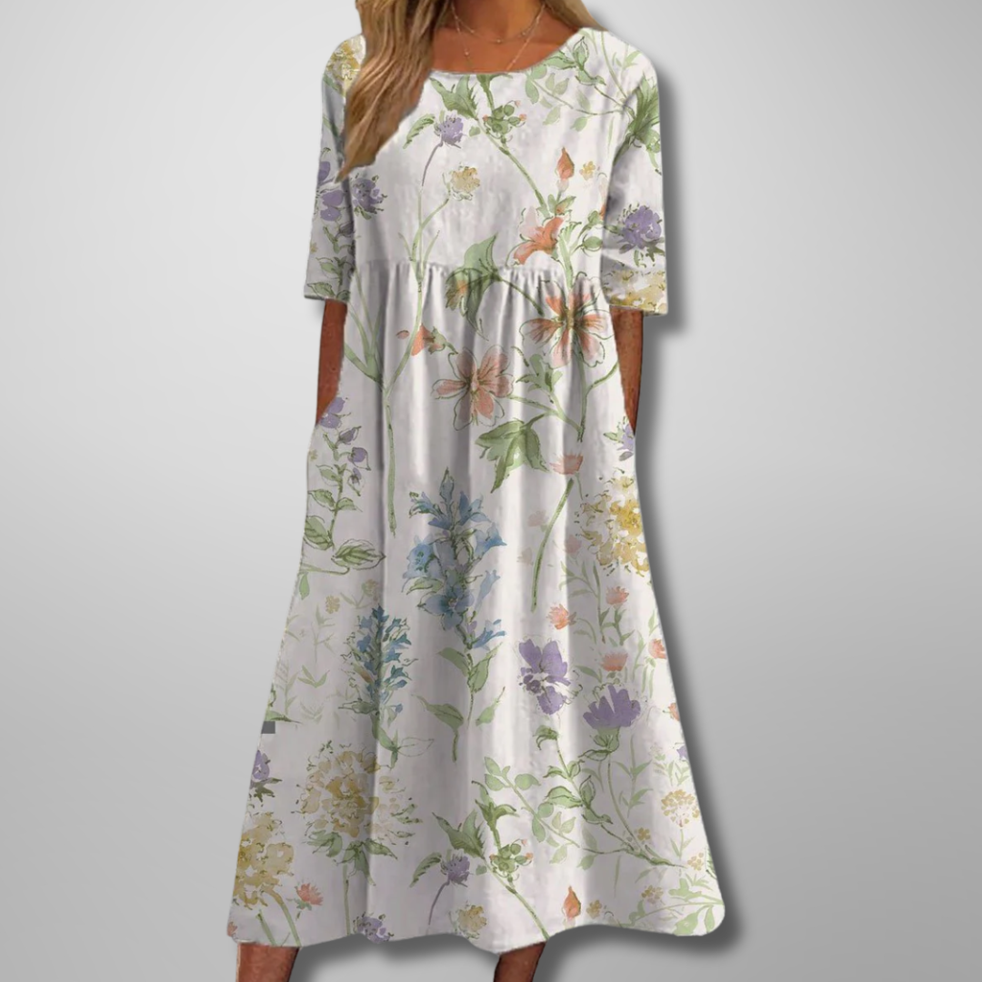 Gail™ | Ontspannen Bloemen Midi Jurk