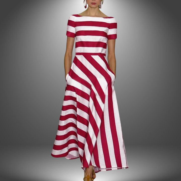 Marcia™ | Handgemaakt Gestreept Maxi-jurk