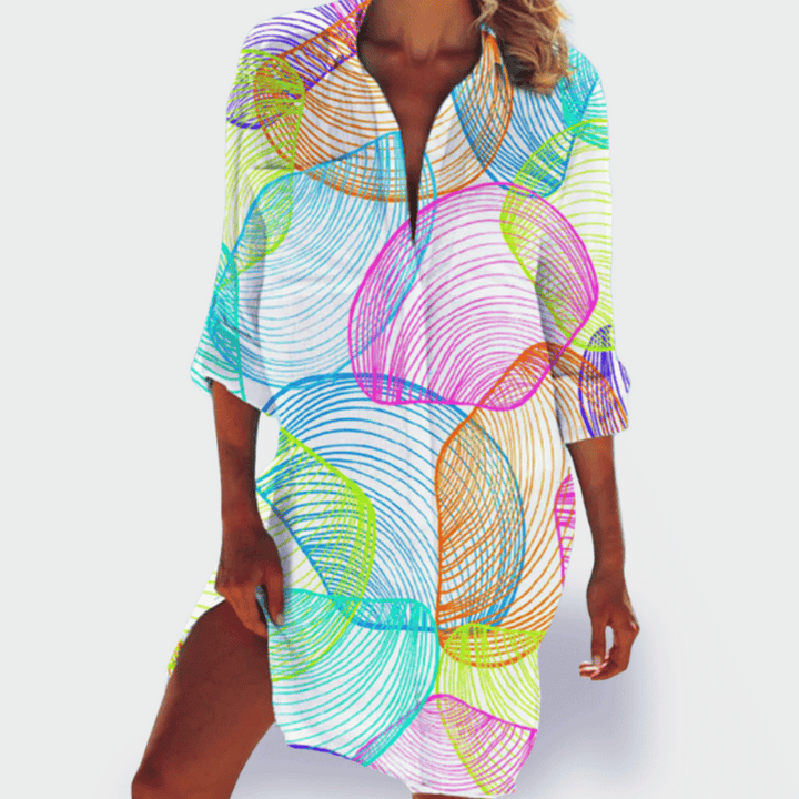 Grace | Vrouwen Flowy Kleurrijke Draped Jurk Casual Zomer
