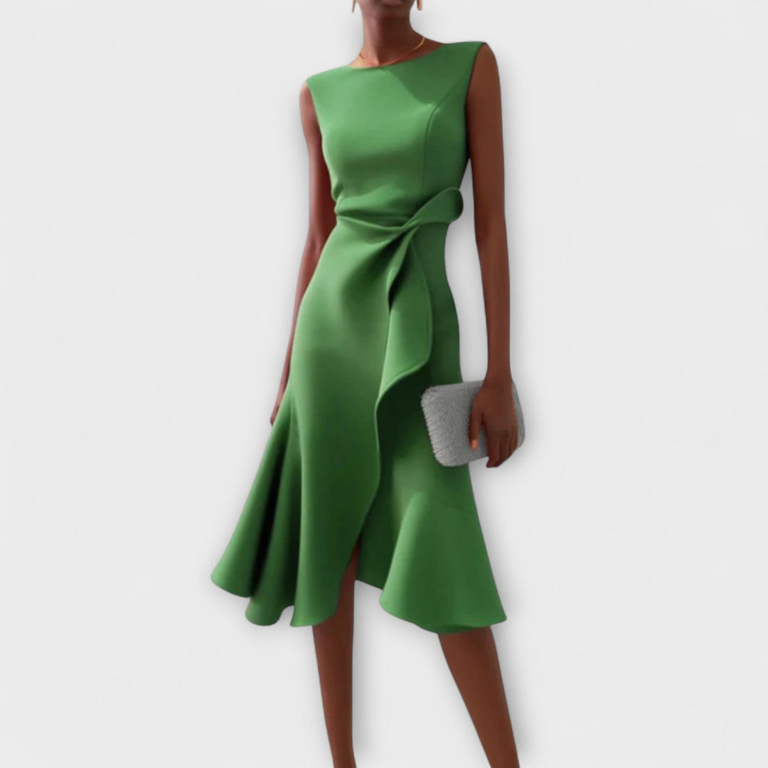 Sheila™ | Gedrapeerde Asymmetrische Midi-jurk