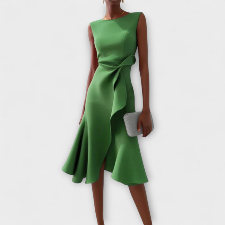 Sheila™ | Gedrapeerde Asymmetrische Midi-jurk