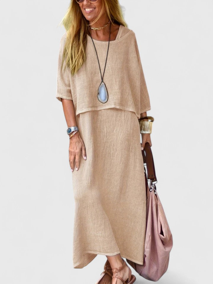 Lea | Dames Twee-delige Set Maxi Jurk & Korte Mouwen Top