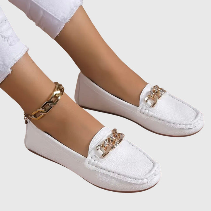 Eden - Platte Diamant Gesp Loafers