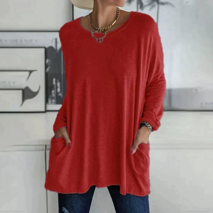 Ruby | Dames Oversized Langsleeve Tuniek Top met Zakjes