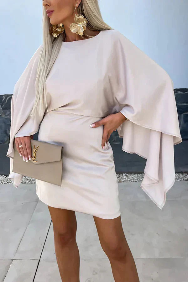 Cleo | Dames Cape Mouw Mini Jurk Batwing Bodycon Cocktail