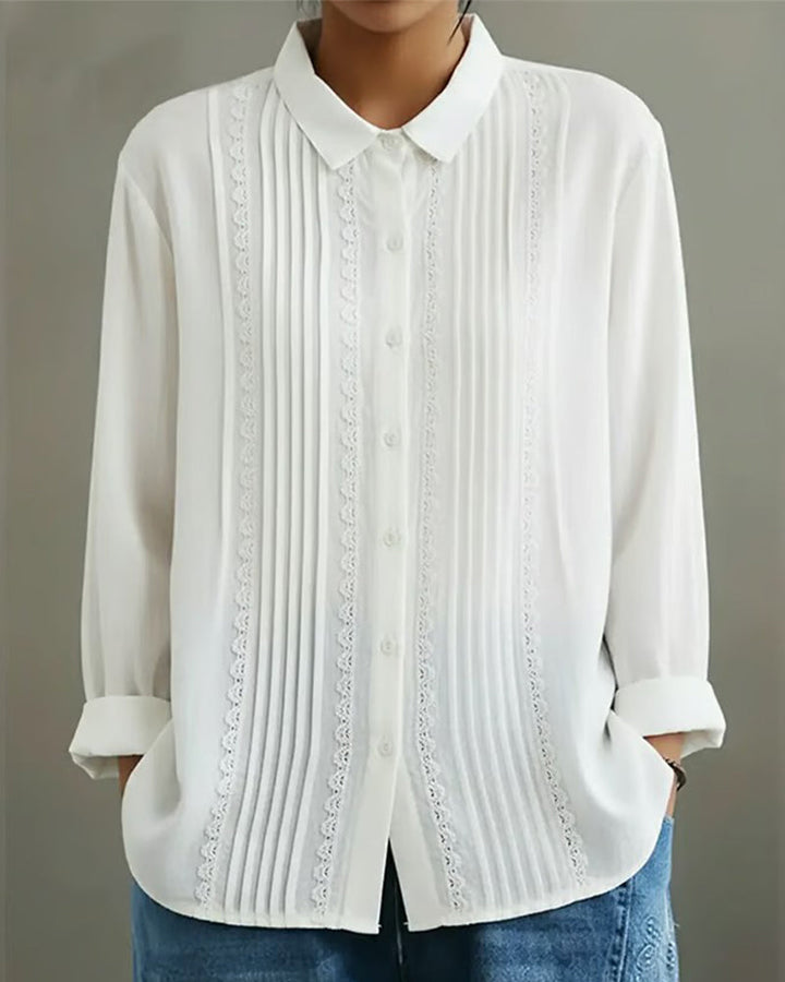 Claire | Dames Blouse met Kant en Knopen met Lange Mouwen