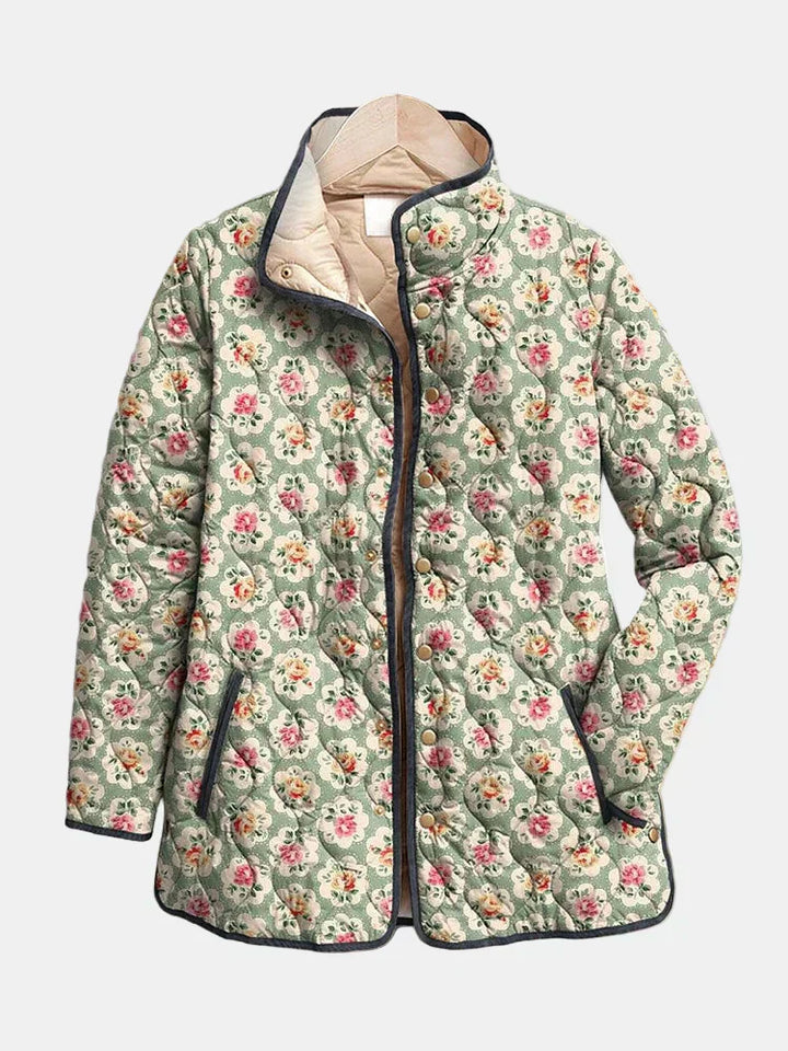 Aveline | Vintage Bloemen Kunstprint Gewatteerde Jas