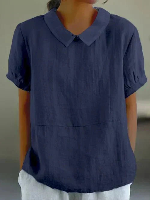 Ivy | Dames Peter Pan Kraag Korte Mouw Casual Top