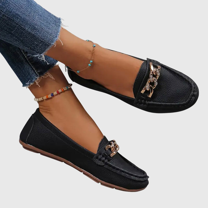 Eden - Platte Diamant Gesp Loafers