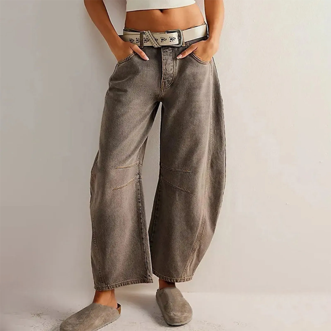 Barrel | Dames Hoge Taille Barrel Leg Jeans Relaxed Fit Denim
