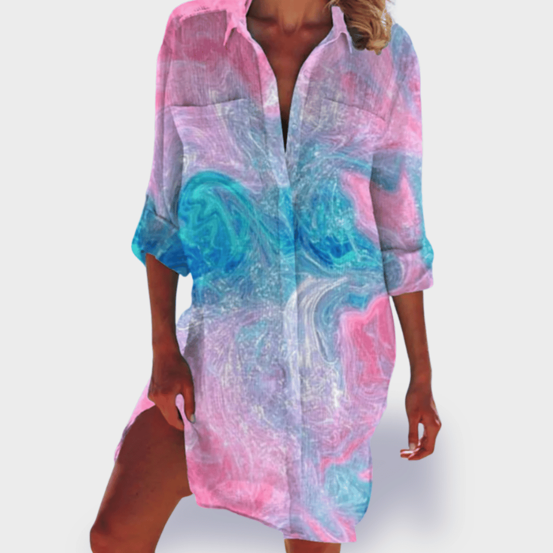 Grace | Vrouwen Flowy Kleurrijke Draped Jurk Casual Zomer