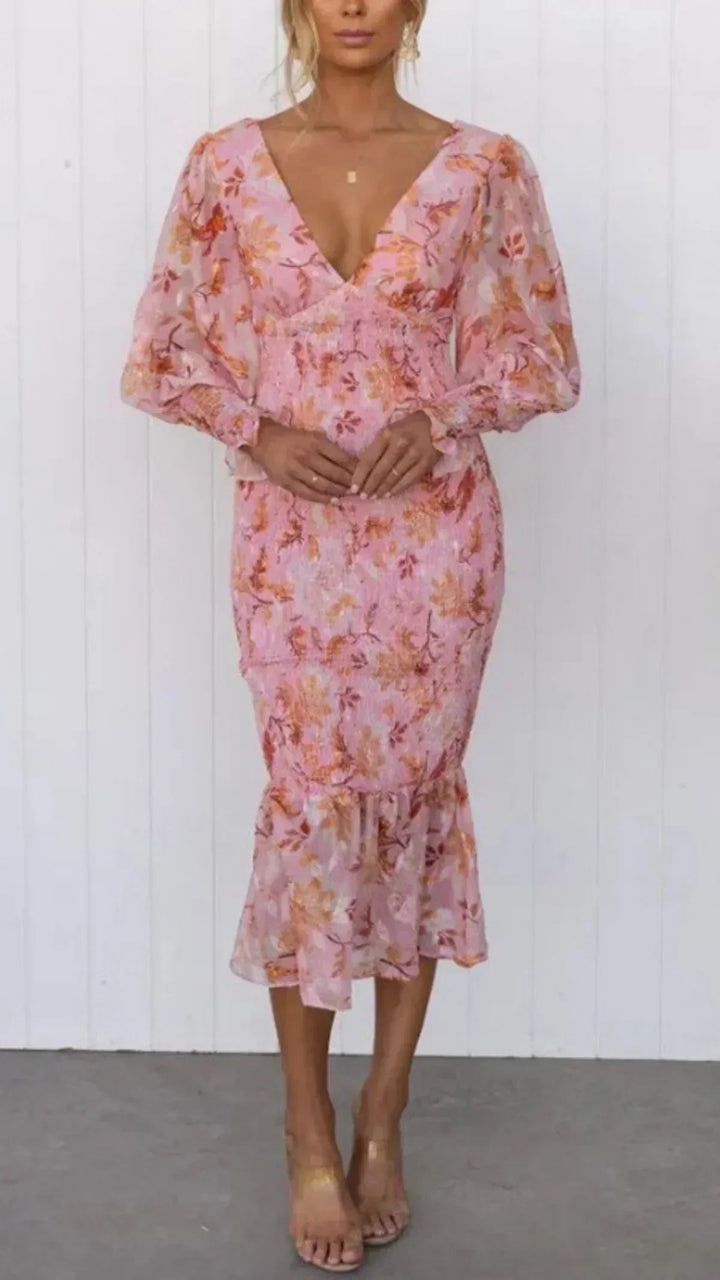 Gabrielle | Vrouwen Bloemen Flowing Draped Avondjurk