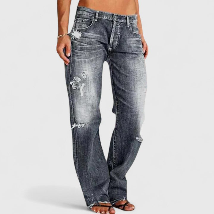 Sadie | Dames Low Rise Versleten Rechte Jeans