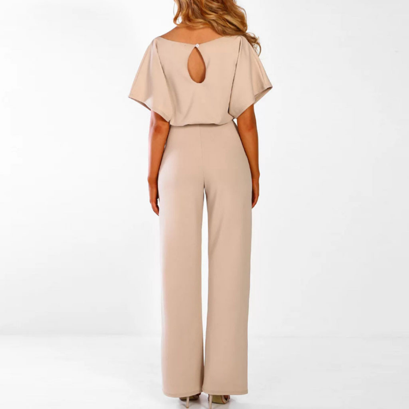 Celeste | Dames Bovenste Met Riem Brede Pijpen Jumpsuit Met Vleermuismouwen Elegante