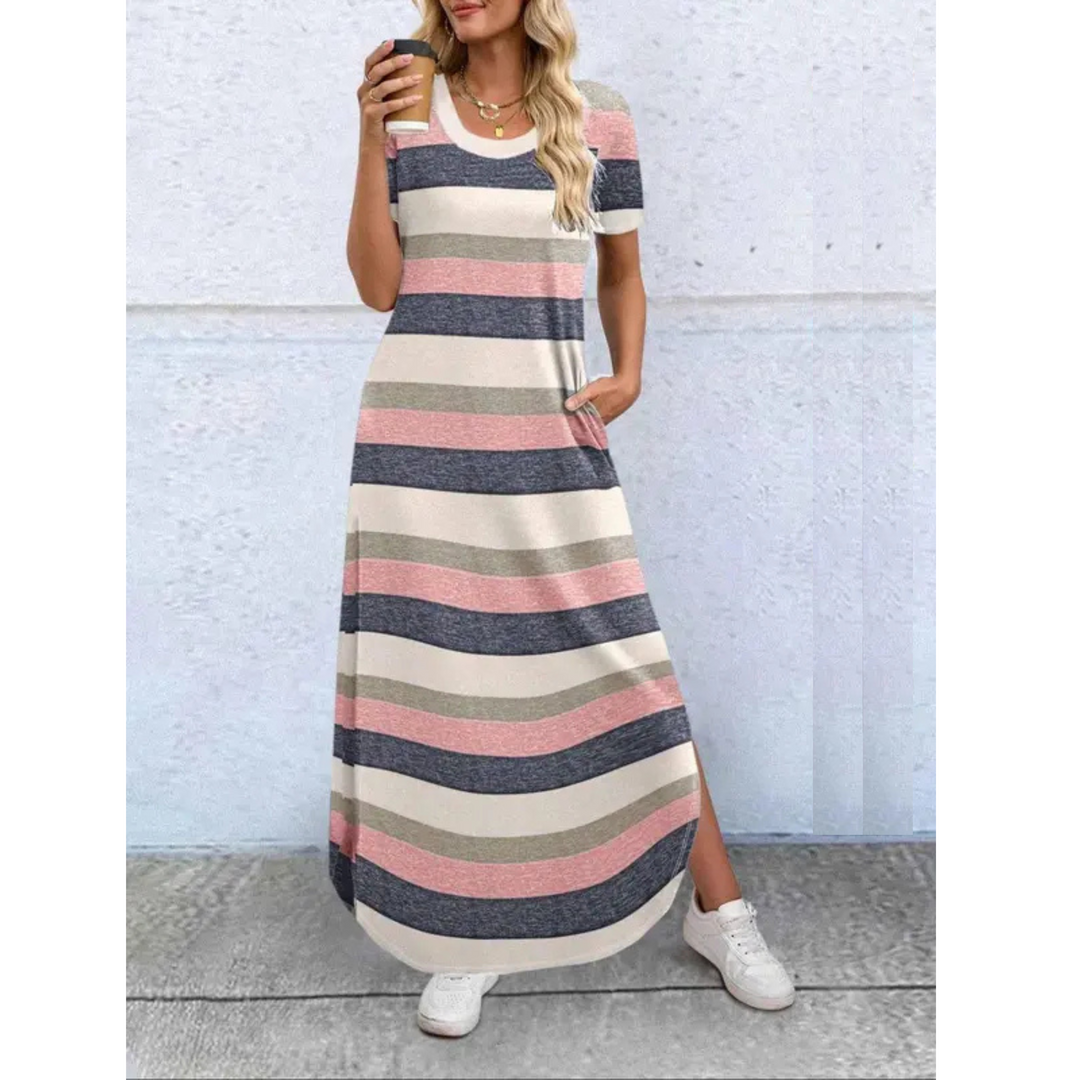 Dora™ | Casual Zomer Maxi Jurk met Ronde Hals