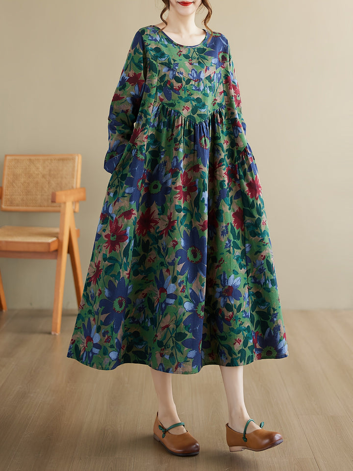 Florentha™ - Vintage Bloemen A-Lijn Jurk