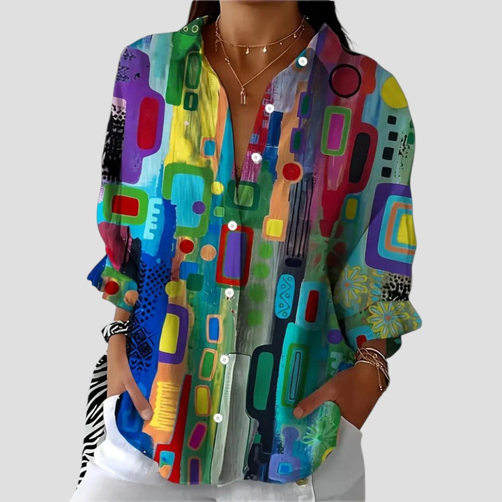 Marjorie™ | Elegante Blouse met Geometrisch Patroon