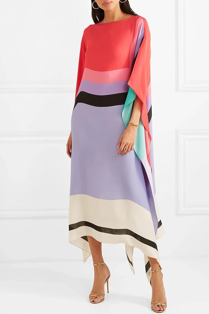 Aria | Vrouwen Caftan Jurk Geometrische Print Batwing Mouw Maxi Jurk
