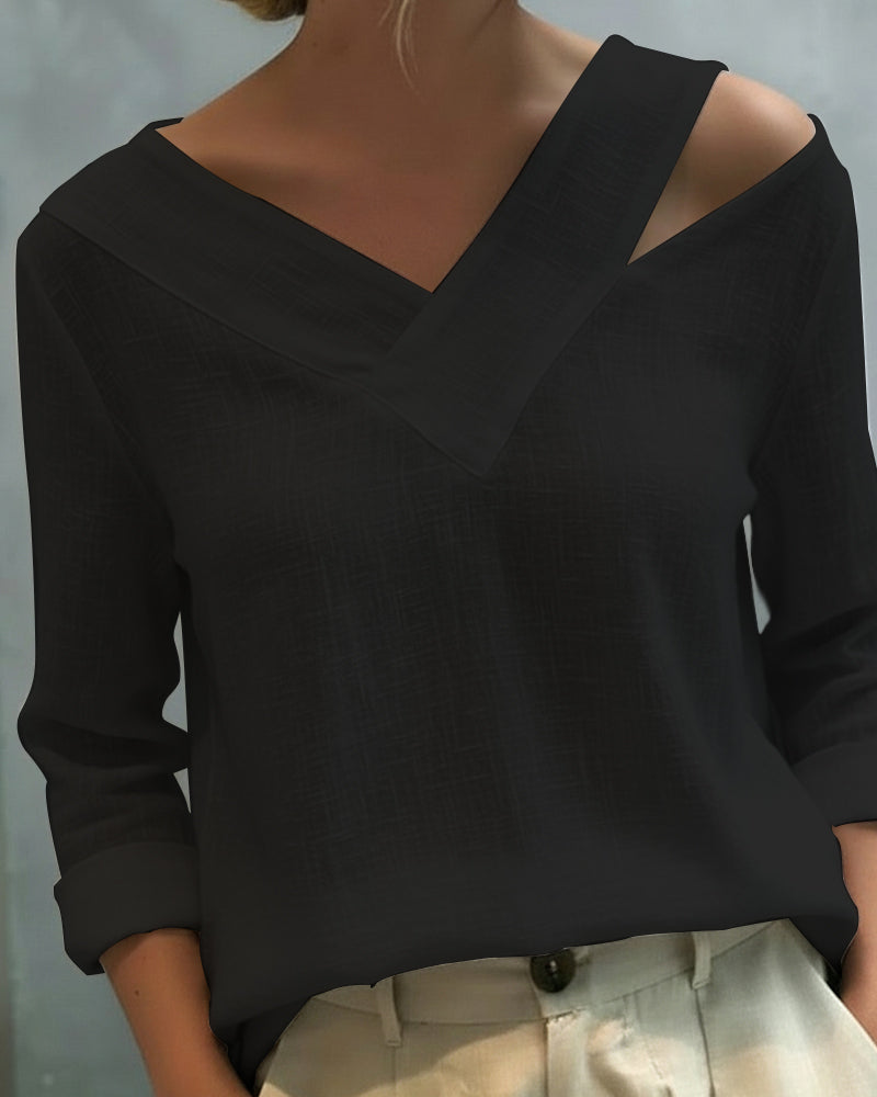 Aria | Dames Asymmetrische V-Hals Lange Mouwen Top