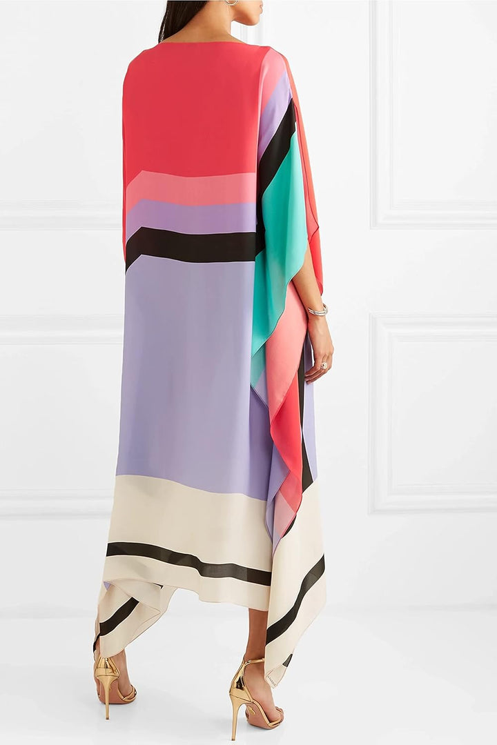 Aria | Vrouwen Caftan Jurk Geometrische Print Batwing Mouw Maxi Jurk