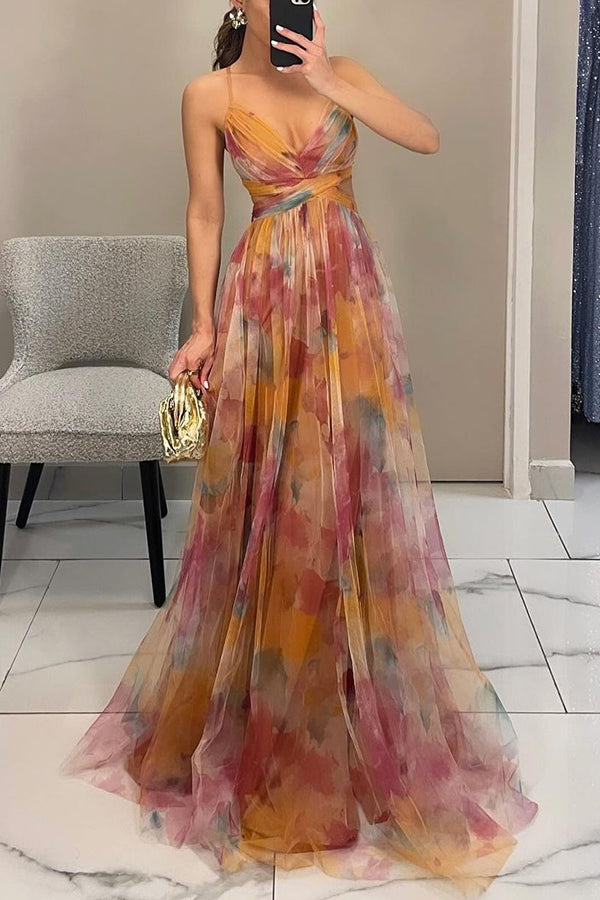 Cindy | Maxi Bruidsgastjurk met Bloemenprint