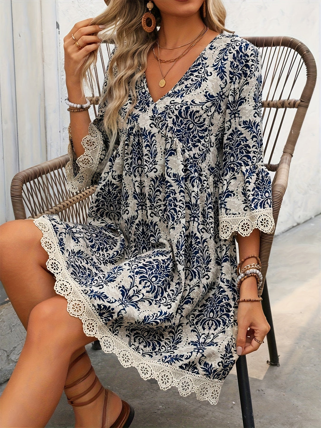 Damira™ - Boho Kant Tuniek Jurk