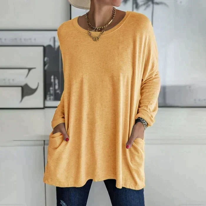 Ruby | Dames Oversized Langsleeve Tuniek Top met Zakjes