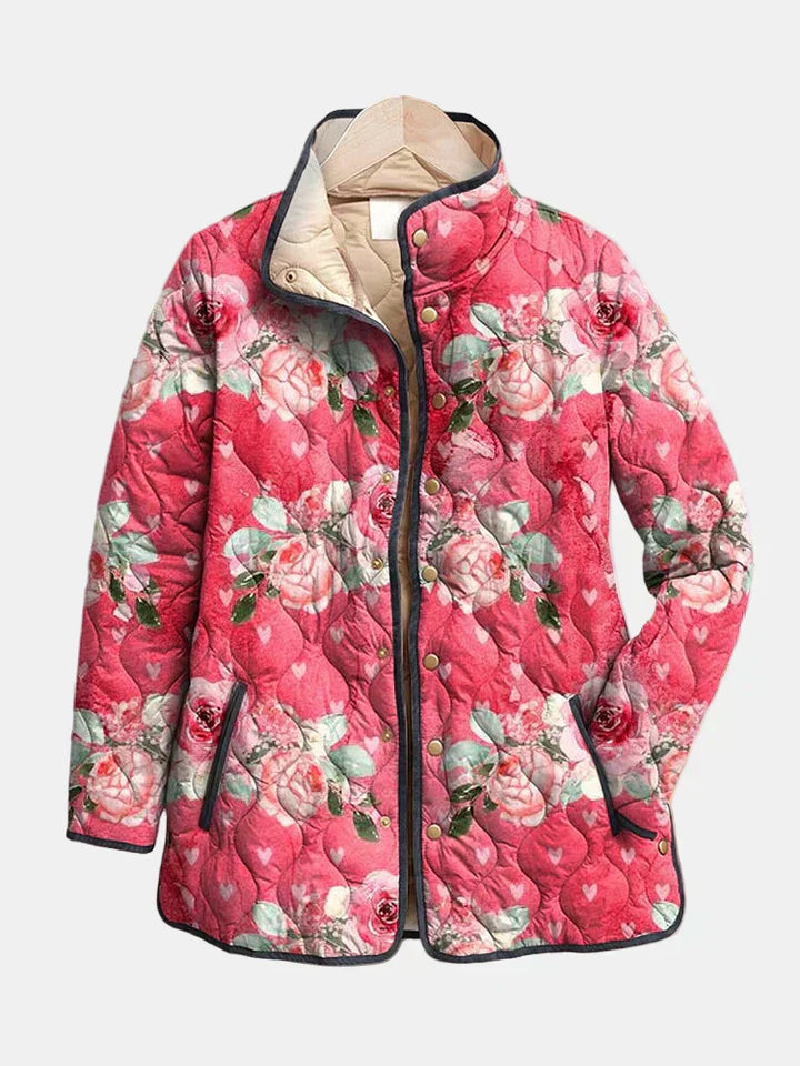 Freya | Charmante Roze Bloemenprint Gequilt Jasje