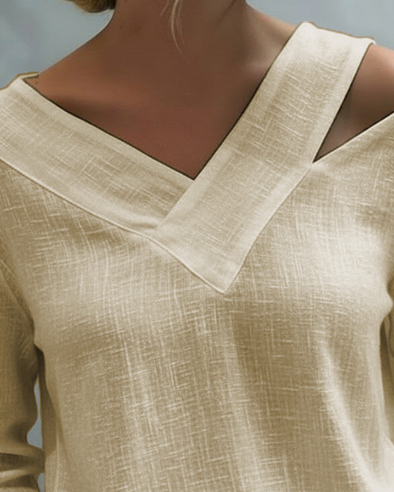 Aria | Dames Asymmetrische V-Hals Lange Mouwen Top
