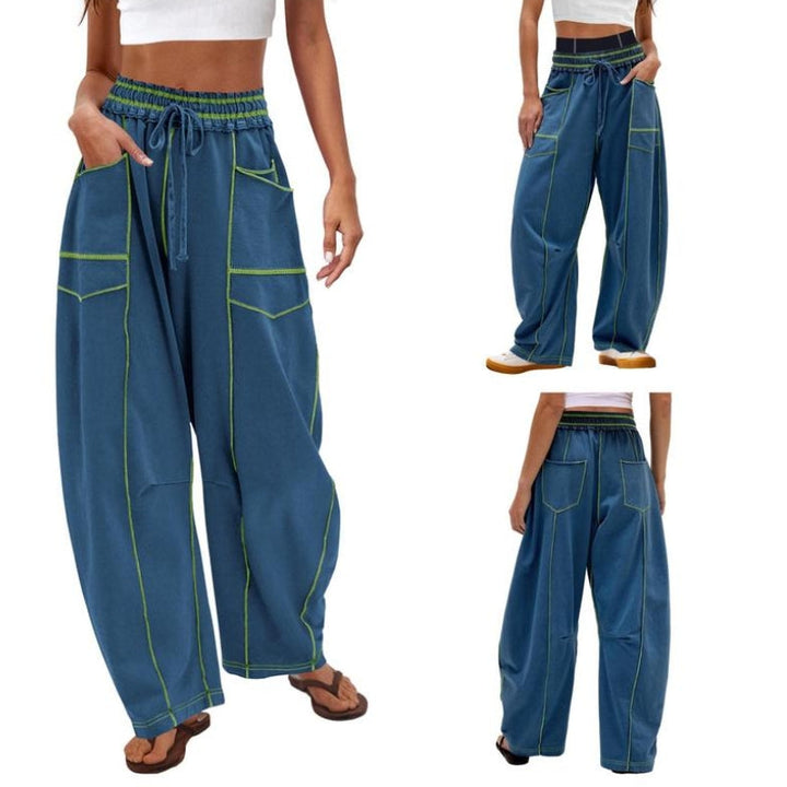 Harlow | Dames Wijd Been Cargo Broek Hoge Taille Met Trekkoord