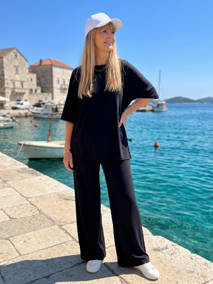 Ramse | Korte Mouw Oversized Top En Wijde Broek Set