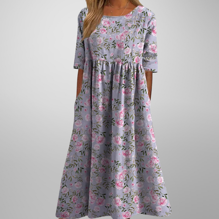 Gail™ | Ontspannen Bloemen Midi Jurk