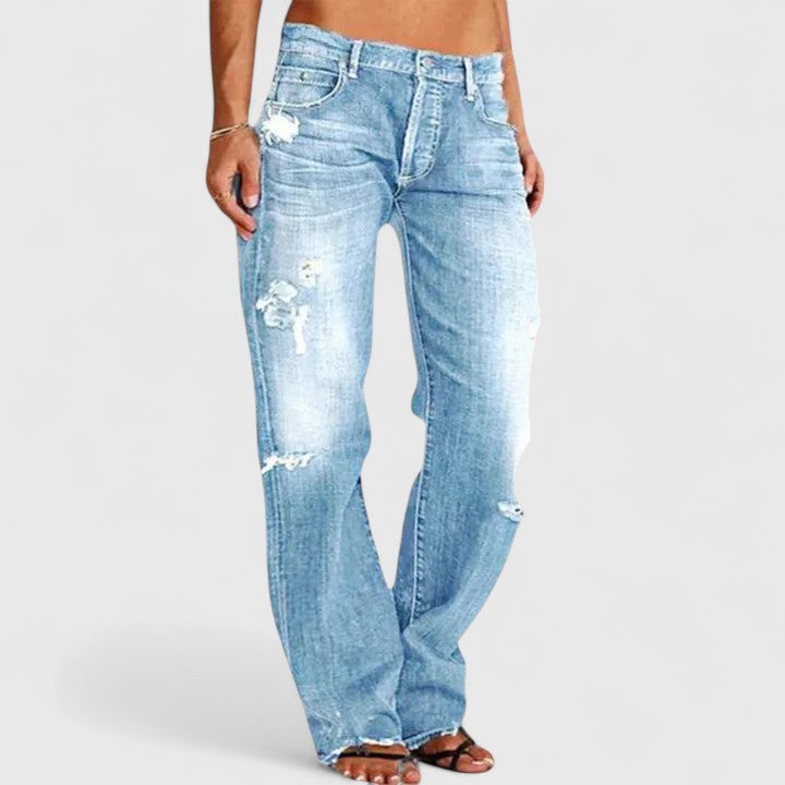 Sadie | Dames Low Rise Versleten Rechte Jeans