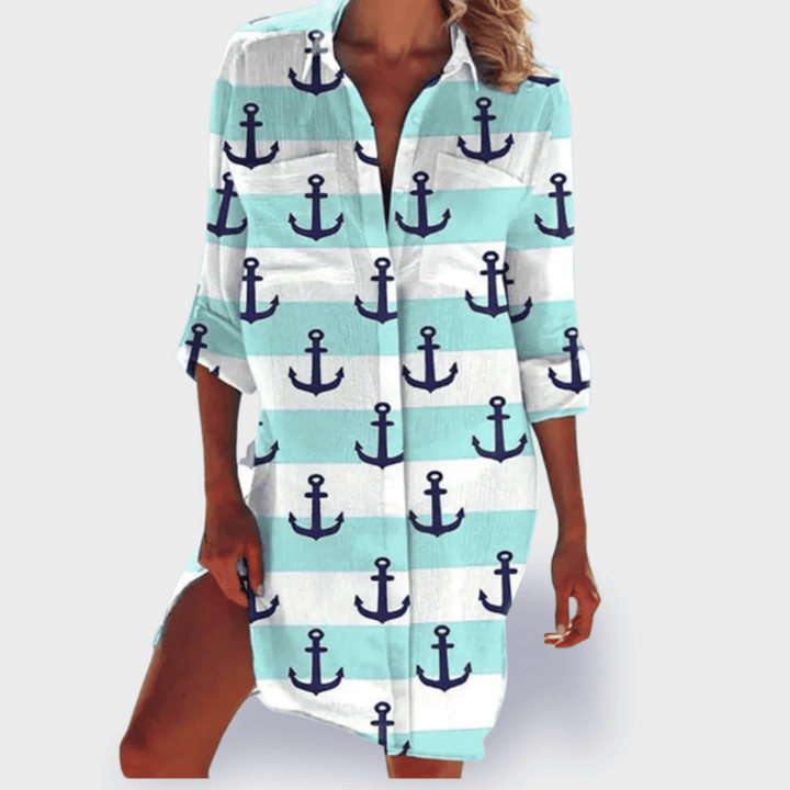 Grace | Vrouwen Flowy Kleurrijke Draped Jurk Casual Zomer