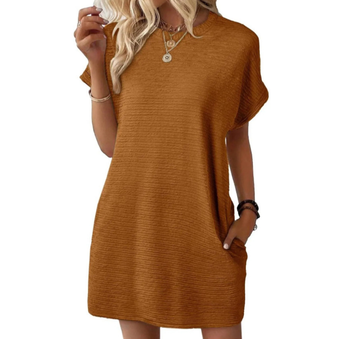 Vivid | Dames Crew Neck Korte Mouwen T-Shirt Mini Jurk