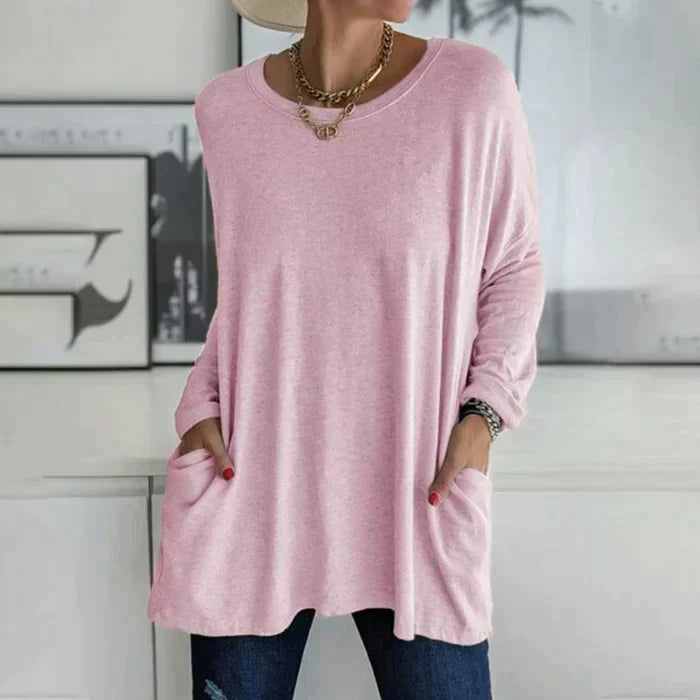 Ruby | Dames Oversized Langsleeve Tuniek Top met Zakjes