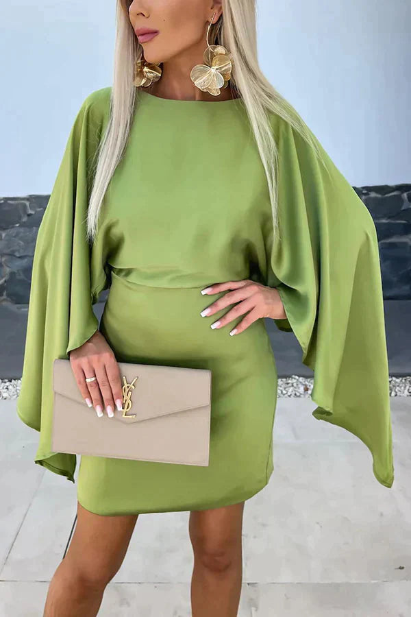Cleo | Dames Cape Mouw Mini Jurk Batwing Bodycon Cocktail
