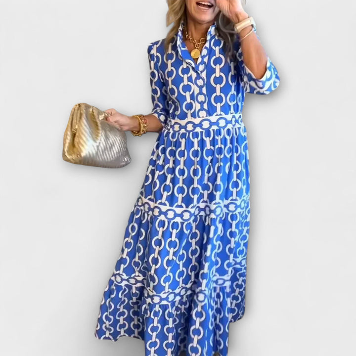 Wendy™ | Midi Jurk met Kettingpatroon