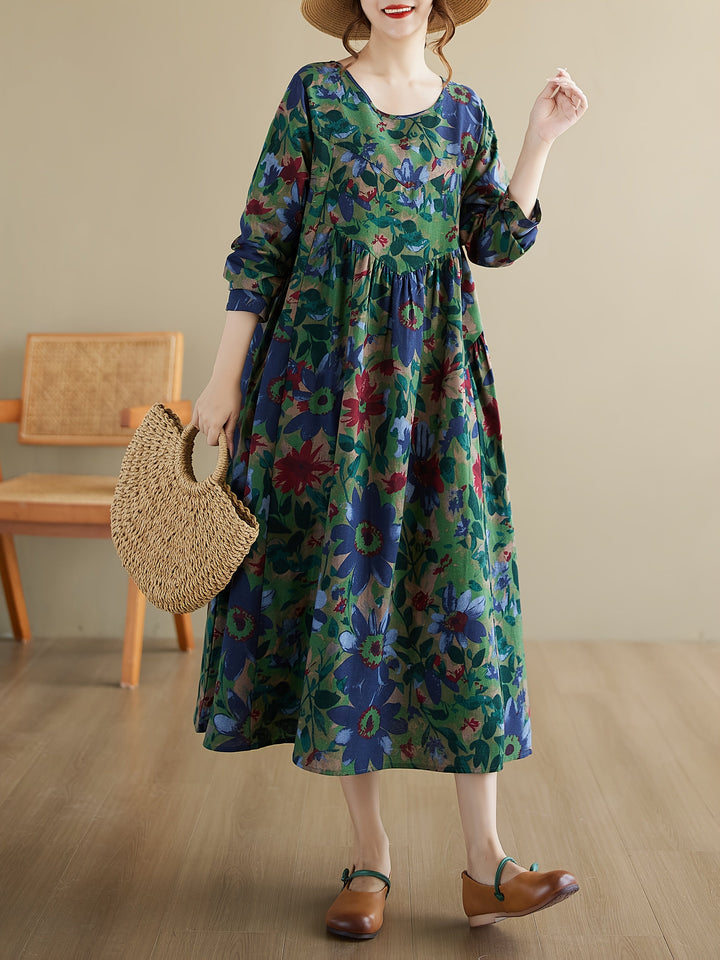 Florentha™ - Vintage Bloemen A-Lijn Jurk