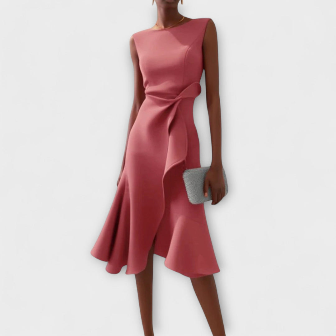 Sheila™ | Gedrapeerde Asymmetrische Midi-jurk