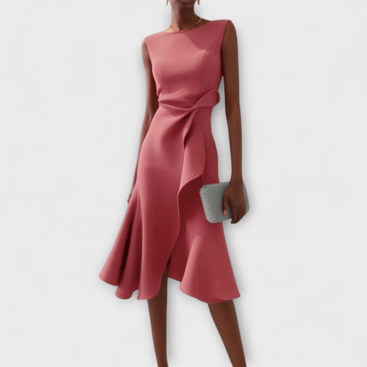 Sheila™ | Gedrapeerde Asymmetrische Midi-jurk