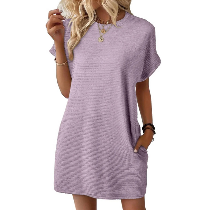 Maggie | Dames Korte Mouwen T-Shirt Mini Jurk met Zakken