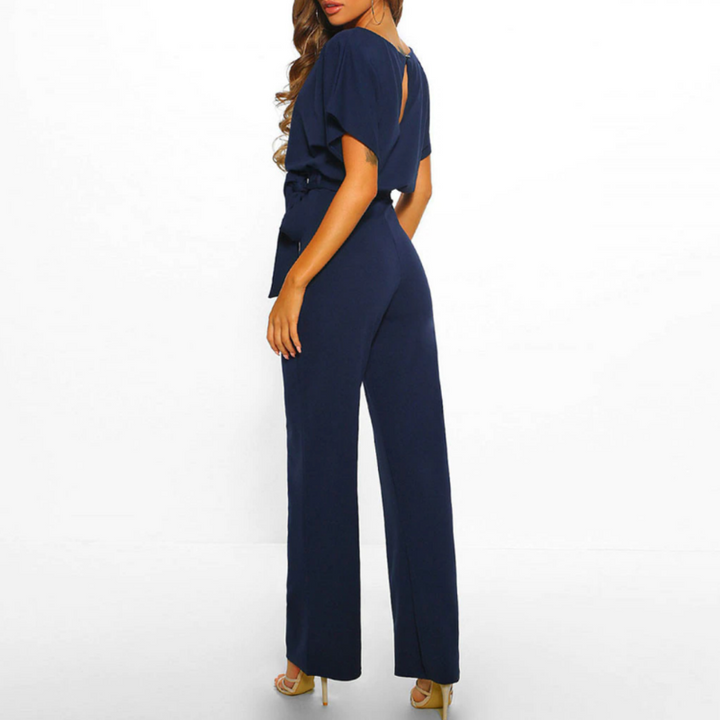 Celeste | Dames Bovenste Met Riem Brede Pijpen Jumpsuit Met Vleermuismouwen Elegante
