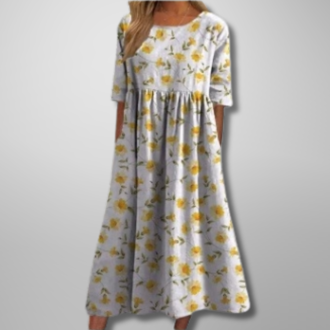 Gail™ | Ontspannen Bloemen Midi Jurk